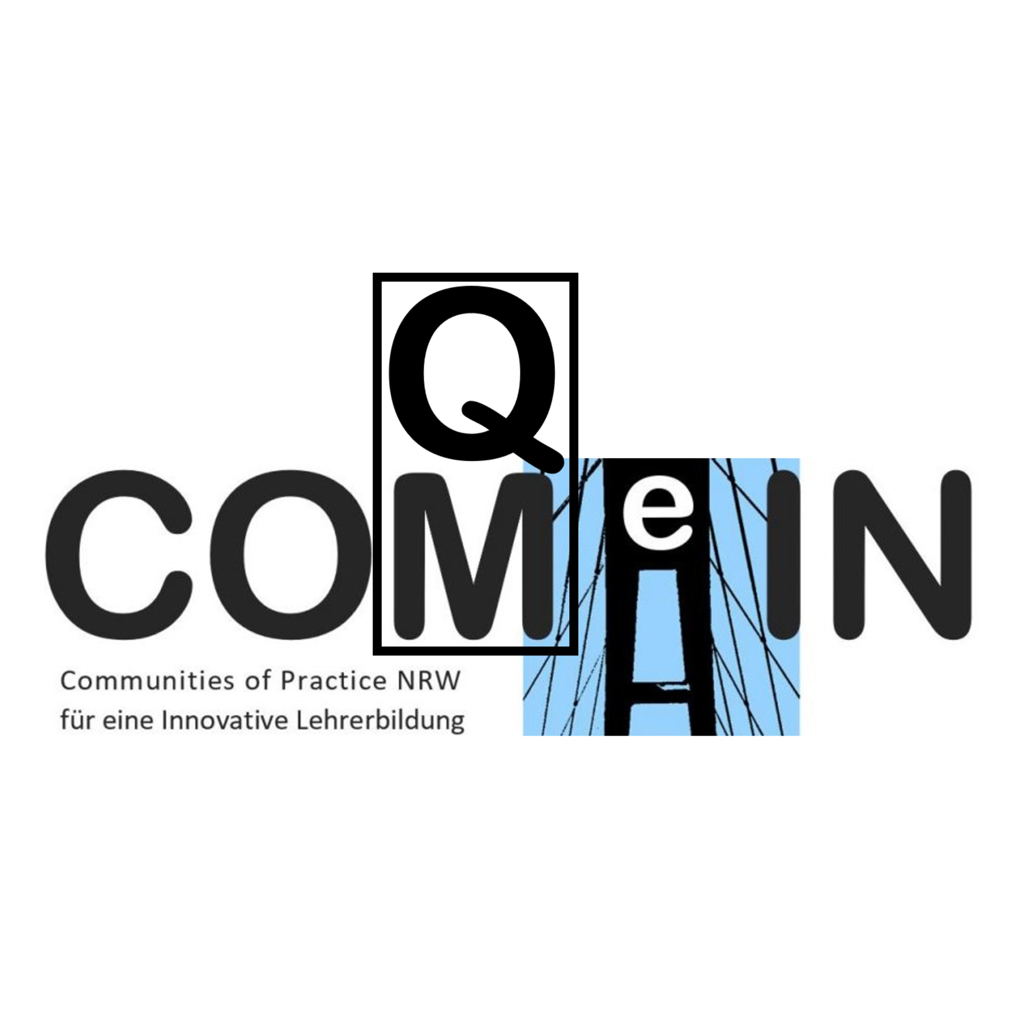 Das Logo besteht aus dem Schriftzug "Come In und QM. Communities of Practice NRW für eine innovative Lehrerbildung.